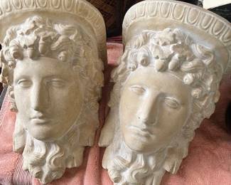 Dual wall sconces with Roman countenance
