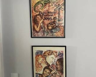Posters from prior Delta Music Festivals. A third one is not depicted here.