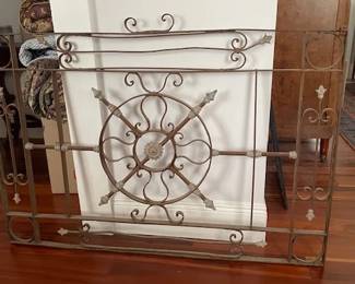 Decorative wrought iron with intricate scroll and floral elements. 51"W x 33"H
