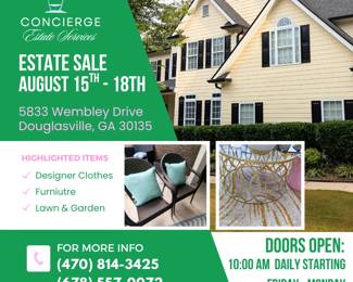 AKA Estate Sale Dougalsville Georgia CES