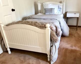 Like-New Twin Bed, White Night Stand