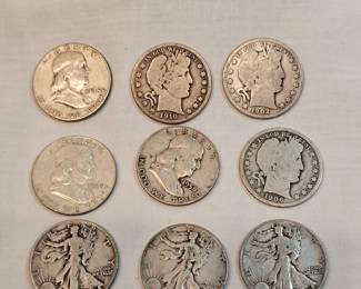 9 Old Half Dollars Lot https://www.auctionninja.com/stress-free-estate-services-llc/sales/details/collectors-cache-auction-coins-vintage-toys-jewelry-collectibles-ephemera-silver-and-more-no-reserves-shipping-available-or-alton-nh-pickup-36.html?an=pptvtd