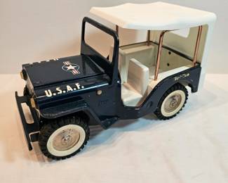 Tonka Metal Toy Truck USAF Jeep Wrangler Blue With White Top https://www.auctionninja.com/stress-free-estate-services-llc/sales/details/collectors-cache-auction-coins-vintage-toys-jewelry-collectibles-ephemera-silver-and-more-no-reserves-shipping-available-or-alton-nh-pickup-36.html?an=pptvtd
