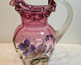 Antique Painted Glass Pitcher https://www.auctionninja.com/stress-free-estate-services-llc/sales/details/collectors-cache-auction-coins-vintage-toys-jewelry-collectibles-ephemera-silver-and-more-no-reserves-shipping-available-or-alton-nh-pickup-36.html?an=pptvtd