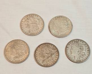Five 1921 Morgan Silver Dollars https://www.auctionninja.com/stress-free-estate-services-llc/sales/details/collectors-cache-auction-coins-vintage-toys-jewelry-collectibles-ephemera-silver-and-more-no-reserves-shipping-available-or-alton-nh-pickup-36.html?an=pptvtd
