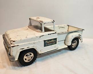 Tonka Metal Toy Trucks  Gambles The Friendly Store White Pickup  https://www.auctionninja.com/stress-free-estate-services-llc/sales/details/collectors-cache-auction-coins-vintage-toys-jewelry-collectibles-ephemera-silver-and-more-no-reserves-shipping-available-or-alton-nh-pickup-36.html?an=pptvtd