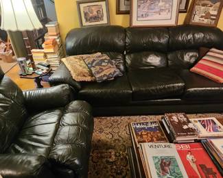 Leather couch and recliner