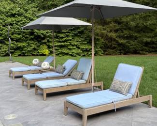 Restoration Hardware "Leagrave" patio furniture & Tuuci umbrellas
