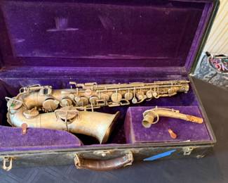 Vintage Buescher silvered saxophone
