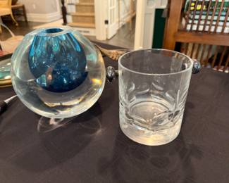 Art glass & Cristofle wine bucket