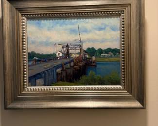 Michael Sudden oil painting Glimmer Glass Bridge in Manasquan, NJ