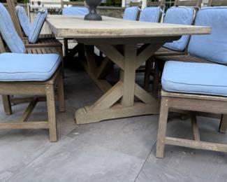 RH Belgian trestle concrete & teak table