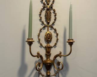 Pair Myran Allen Italian carved candle sconces