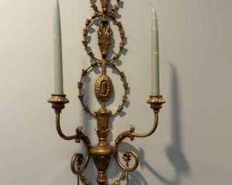 Pair Myran Allen Italian carved candle sconces