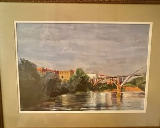 Large Painting of Selma and the Edmund Pettus Bridge by Frances Lanier