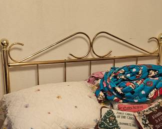 Brass headboard with mattress and box springs - full size