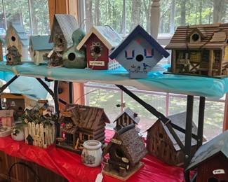 Large collection of bird houses