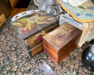 Vintage, painted, recipe boxes 