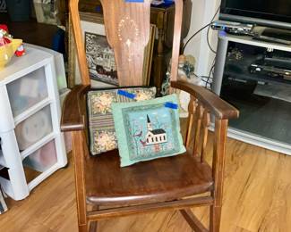 Antique, Rocker, with mother of pearl inlay