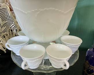 Vintage, milk glass, punch bowl 