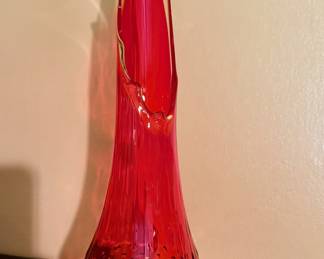 Footed swung glass MCM vase