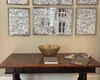 Hekman Furniture Trestle Desk with leather top 