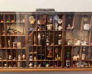 Letter press shelf curio display and trinkets
