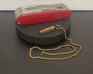 Swiss Army Knive and Pocket Watch Chain