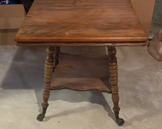Solid Wood Vintage Table With Glass Claw Feet