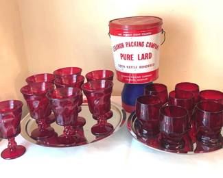 Vintage Mosser Geogian Ruby Glassware, Fenton Ruby Red, Fostoria Jamestown