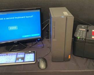 Lenovo Tower, Acer Monitor, Ags Keyboard, Logitech Mouse Canon Printer