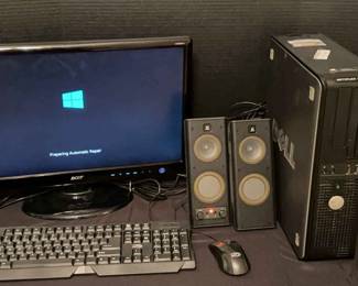 Dell Computer, Acer Monitor, Logitech Speakers, Mouse