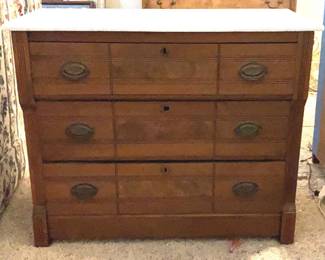Victorian ThreeDrawer Marble Top Chest