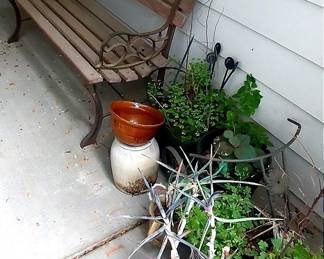 Patio Bench And Live Plants