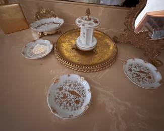 Vintage gold mirrors and accessories