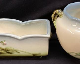 (2) HULL POTTERY WOODLAND JARDINIERE & WINDOW BOX PLANTER