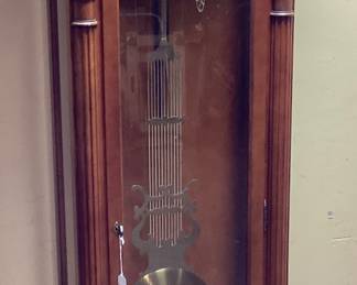 VINTAGE SLIGH GRANDFATHER CLOCK WITH KEY, PENDULUM & WEIGHTS No shipping Pickup only