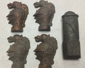 4 ANTIQUE KNIGHTS TEMPLAR & METAL TOOL