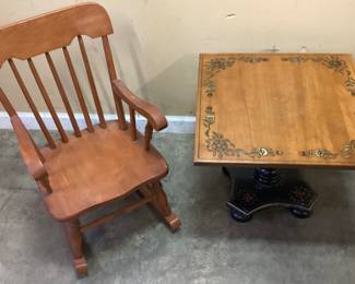 HITCHCOCK STYLE LOW END TABLE & CHILDS ROCKER NO SHIPPING PICKUP ONLY