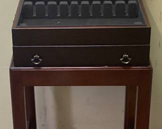 REED & BARTON FLATWARE CHEST IN STAND, 15in W, 31in H NO SHIPPING PICKUP ONLY