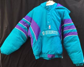VTG. STARTER NBA CHARLOTTE HORNETS JACKET, ORIGINAL CHARLOTTE HORNETS, SIZE XL