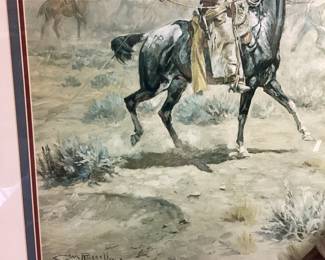 (5PCS) NATIVE AMERICAN WESTERN LOT BEADED BOW HAND BEADED NATIVE AMERICAN BOW W/QUIVER, TOMAHAWK, DREAM CATCHER, RUSSELL "1904" CATTLE DRIVE & FRANCO WINDOW TO THE PAST