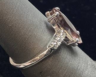 14KT WHITE GOLD SAPPHIRE & DIMOND RING, SIZE 5.25 2.69ct HEATED SAPPHIRE FROM CEYLON, 2.7g TOTAL WEIGHT, GUILD LABS GEM ID REPORT