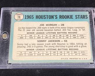 1965 TOPPS JOE MORGAN & SONNY JACKSON #16 BASEBALL CARD, JOE MORGAN ROOKIE YEAR