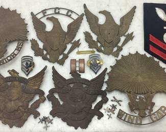 ASSORTED MILITARY PINS, HAT BADGES, INSIGNIAS