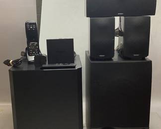  ASSORTED ELECTRONICS, SAMSUNG SUBWOOFER MODEL PS-WH750, ENERGY SPEAKERS, AMAZON FIRE STICK, LOGITECH HARMONY TOUCH UNIVERSAL REMOTE NO SHIPPING PICKUP ONLY