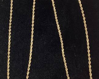 14KT YELLOW GOLD ROPE CHAIN, 5.2g, CLASP NEEDS REPAIR