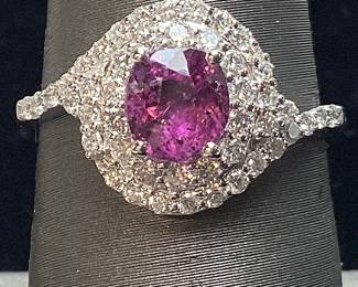 PLATINUM SAPPHIRE & DIAMOND RING, SIZE 7, G.I.A. CERTIFIED UNHEATED KASHMIR SAPPHIRE, 1.05ct SAPPHIRE, 0.57cts DIAMONDS, 4.6g TOTAL WEIGHT, AIGL APPRAISAL $9,847.00