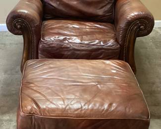 BRADINGTON YOUNG LEATHER CLUB CHAIR & OTTOMAN NO SHIPPING PICKUP ONLY