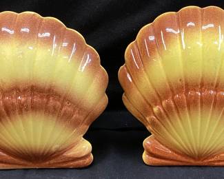 PAIR OF SEASHELL WALL POCKET PLANTERS
